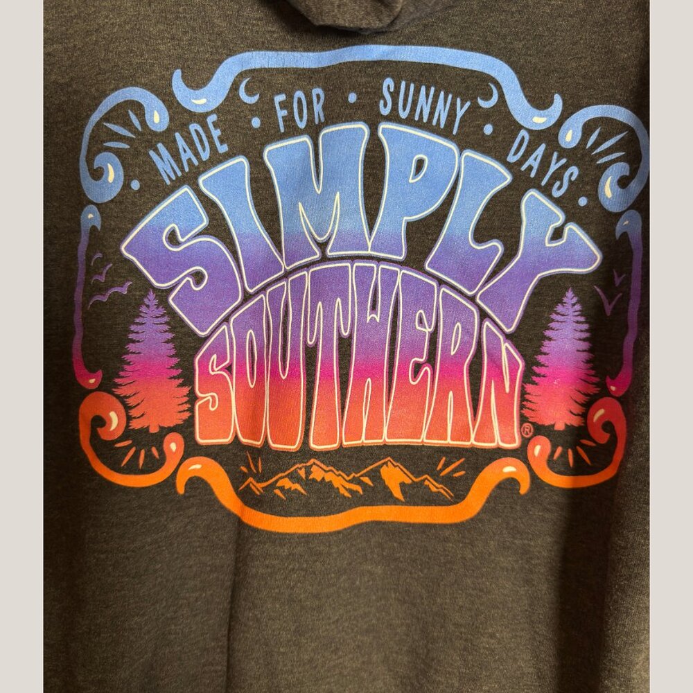 Unisex Simply Southern Grey Hoodie with Mountain Logo - Large - Picture 1 of 6